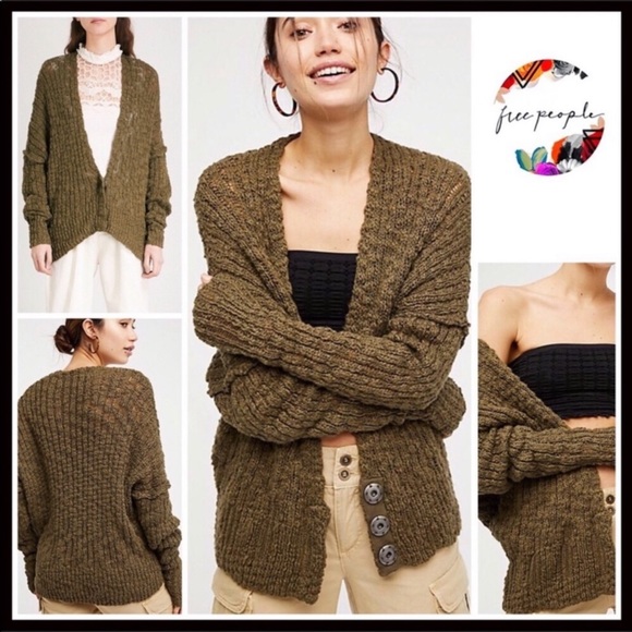 FREE PEOPLE RIBBED KNIT OVERSIZE LONG CARDIGAN A2C - Picture 8 of 8